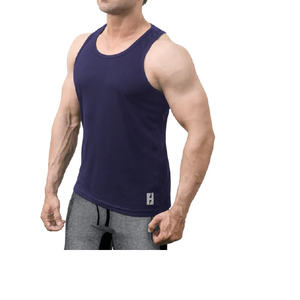Débardeurs pour hommes en coton extensible uni avec logo personnalisé, imprimés, pour la salle de sport, le fitness, le sport - Product Image 1