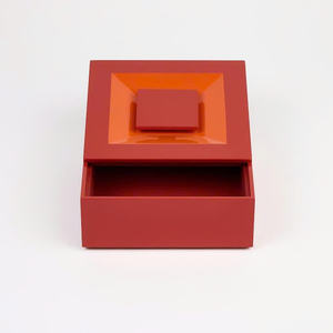 Red Lacquered Multi Compartment Box With Oval Square Round Lids Decorative Storage Organizer <b>Boxes</b> For Jewelry <b>Makeup</b> Home - Product Image 3