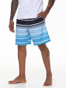 Short de bain à rayures pour hommes Short de plage à séchage rapide avec poches zippées et doublure en maille - Product Image 5
