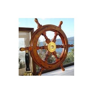 Natural Finished Mid century Modern Nautical Beach Wooden Boat <b>Ship</b> Steering <b>Wheel</b> Home Boat Indoor Boat <b>Ship</b> Decor Usage - Product Image 1