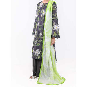 Ensemble 3 pièces noir non cousu pour femme, imprimé numérique, style pakistanais Salwar Kameez, tenue ethnique pour fête estivale, séchage rapide 2026 - Product Image 4