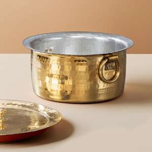 Patila ทองเหลืองพร้อมบุษราคัมทองเหลืองที่เข้ากันเหมาะสำหรับการปรุงอาหารอินเดียแบบดั้งเดิมที่มีเสน่ห์เหนือกาลเวลา - Product Image 4