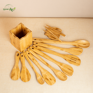 Juego de 12 Utensilios de Cocina de Bambú, Cucharas de Madera Natural Hechas a Mano, Ecológicas, Aptas para Lavavajillas, Ligeras, Aptas para Cocina - Product Image 3