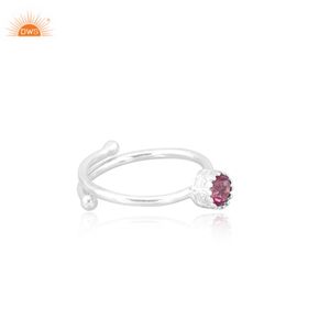 Topaze rose minimaliste belle fiançailles à la main mariage rond coupe pierre précieuse bague classique femmes bijoux bijoux en argent fin - Product Image 3