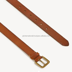 OEM-cinturón informal de cuero genuino para hombre y mujer, cinturón informal de cuero genuino de alta calidad, con hebilla de latón antiguo - Product Image 1