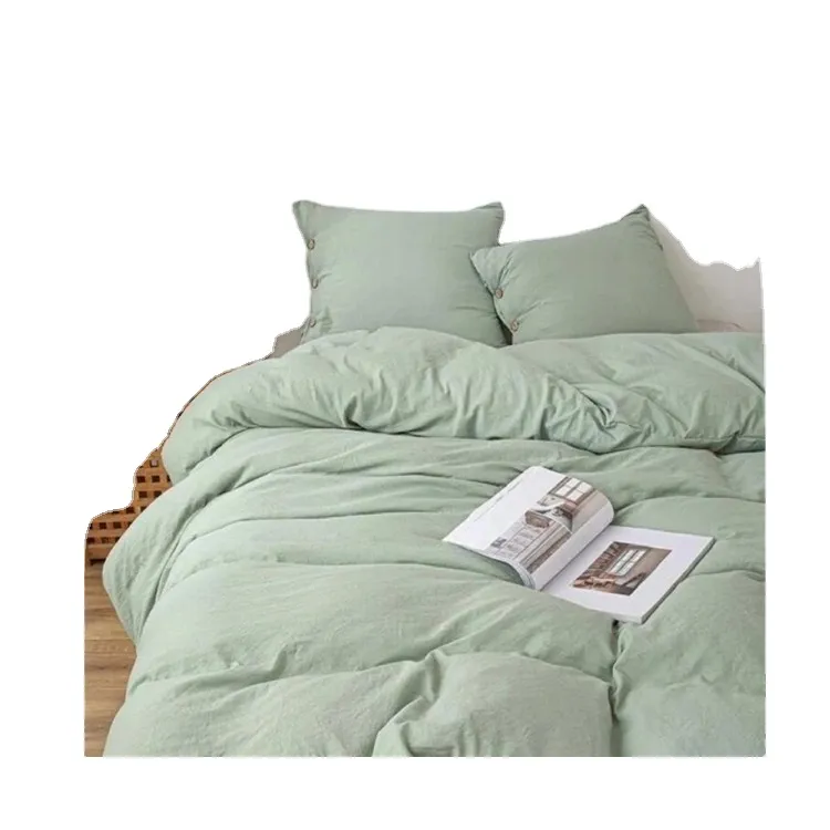 OEM Couleur personnalisée teintée ensemble de literie réversible 2024 Fournisseur d'usine Ensemble de housse de couette en microfibre Draps de lit plats imprimés