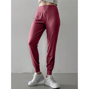 Pantalon de jogging confortable pour femme Lj, style hip-hop, taille haute, tricot élastique, longueur cheville, couleur unie, avec poches, vêtements de sport printemps - Product Image 3