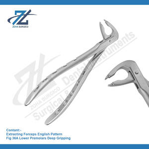 Fórceps de agarre profundo Fig 36A Premolares inferiores Fórceps de extracción Premium Patrón inglés Juego dental Instrumentos quirúrgicos - Product Image 2