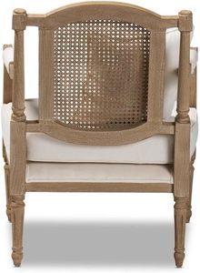 Keylika Traditional Eco-Friendly Wooden Accent Chair Caned Back <b>Armchair</b> Upholstered Seat <b>Single</b> Sofa for Living Room Hotel - Product Image 3