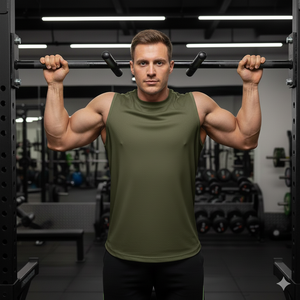 Camiseta sin mangas de gimnasio sin mangas de poliéster/algodón de punto informal para hombre personalizada con ajuste muscular flexible de secado rápido anticontracción - Product Image 2