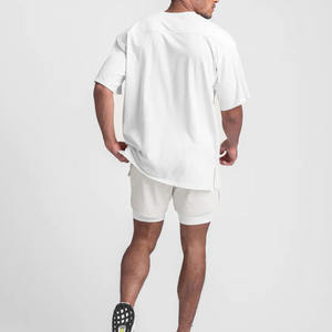 T-shirt oversize 100% coton lourd 210 GSM, épaules tombantes, coupe ample, streetwear uni, tricoté pour homme - Product Image 3