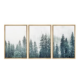 Framed <b>Canvas</b> Print <b>Wall</b> Art Woodland Nursery Decor Set Film Grain Misty Mountain Pine Trees Nature Wilderness Modern Art Chic - Product Image 1