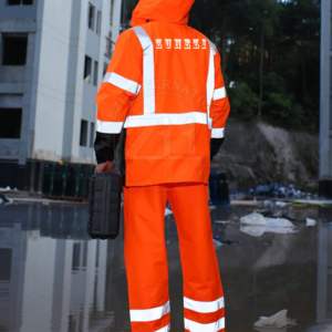 Veste de sécurité d'hiver pour hommes, classe 2 ANSI, imperméable et coupe-vent, LED clignotante réfléchissante, haute visibilité pour le travail, matière en coton - Product Image 5