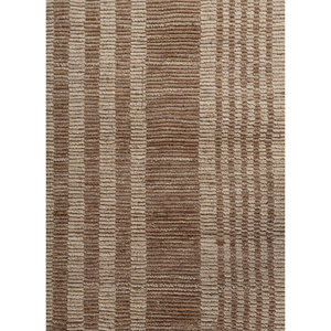 พรมทอมือลายเส้นสีเบจและสีน้ำตาลขนาดใหญ่ 9x12 ฟุต รูปทรงสี่เหลี่ยมผืนผ้า สำหรับบ้าน ห้องนั่งเล่น ทางเดิน-Hwl-443 - Product Image 3