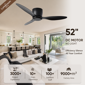 Ventilador de Techo Moderno de 52 Pulgadas Sin Luz con Control Remoto, Ventilador de Techo Silencioso con Motor de Corriente Continua para Sala de Estar y Dormitorio - Product Image 1