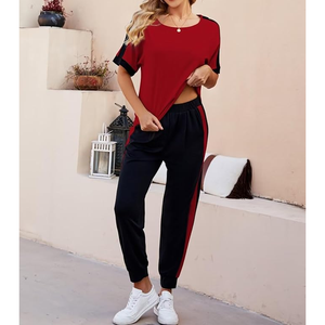 sStylish <b>Women's</b> Top and Elastic Waist Trouser Summer Tracksuit - Stay Fashionable and Cool During <b>Warmer</b> Months - Product Image 4