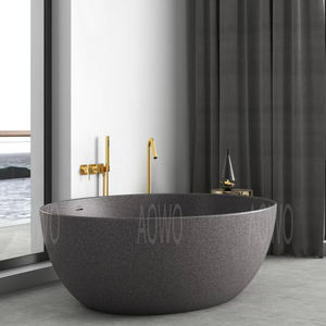 Vasca da Bagno in Pietra Solida Opaca Rotonda con Motivo Personalizzato, Vasca in Superficie Solida, Produzione e Vendita all'Ingrosso per Ville - Product Image 2