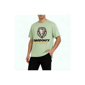 T-shirt à manches courtes pour homme Sardonyx Sports, logo lion imprimé sur le devant, col rond, coupe ample, 100% coton respirant - Product Image 4