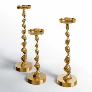 Direct Supply Best Quality Handmade Aluminium Gold Tabletop Candlestick <b>Set</b> Home Christmas Table Centerpieces Wood <b>Candle</b> - Product Image 1