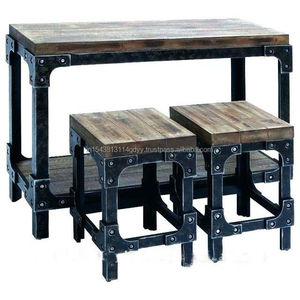 3-Piece Dining <b>Table</b> Set <b>with</b> 2 <b>Stools</b> Large Kitchen <b>Table</b> Set of 3 Mid-Century Dining Room <b>Table</b> Heavy-Duty Frame Easy Assembly - Product Image 3