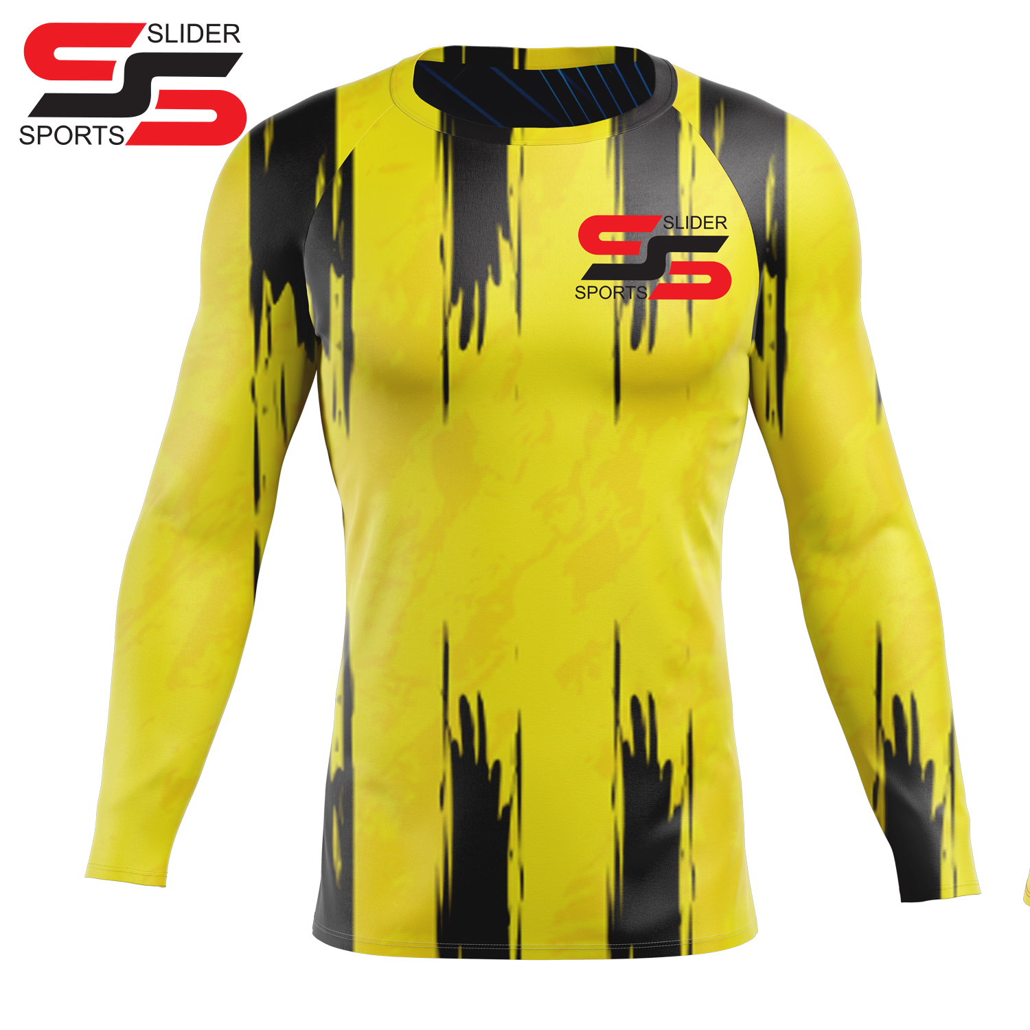 Men Long Sleeve Compression Shirt Sublimation Printed Spandex BJJ Top Quick Dry Sports Baselayer Rash Guard Martial Arts