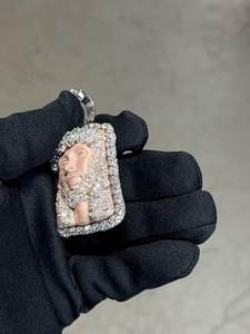 JESUS Face Custom VVS Moissanite Diamond Iced Out 925 Sterling <b>Silver</b> Micro Insert Religious Unisex Wear <b>Charm</b> Pendant - Product Image 4