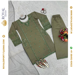 Nouveau Magnifiquement Designer Casual Wear Prêt à Porter Costume Plazzo Collection - Product Image 4