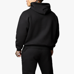 Sweat à capuche surdimensionné doublé 100% coton écologique pour hommes avec logo personnalisé de haute qualité avec polaire épaisse - Product Image 3