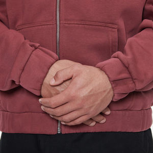 Sweat à capuche zippé unisexe, poids lourd, 450g/m2, surdimensionné, poches, manches longues, broderie avec logo personnalisé, patch à coudre, polaire, fermeture éclair surdimensionnée pour homme - Product Image 5