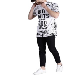 2020 hombres media manga TV nieve blanco negro impresión camiseta al por mayor 100% algodón camisetas con logotipo personalizado fabricado en Pakistán - Product Image 1