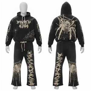 Fabricante Profesional con MOQ Bajo, Chándal Casual de Dos Piezas Estampado para Hombre de Invierno, de Alta Calidad, con Logotipo Personalizado, en Tela de Algodón y Felpa - Product Image 2