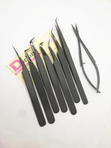 แหนบต่อขนตาแบบเคลือบสีดำด้านแหนบสำหรับต่อขนตาทำจากเส้นใยแหนบติดโลโก้ตามสั่ง - Product Image 2