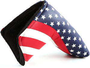 InjaeVina Golf VN OEM logotipo personalizado bordado impermeable PU cuero EE. UU. Bandera patrón Golf Blade Putter Headcover banda elástica - Product Image 4