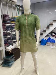 Pyjama Kurta traditionnel en coton épais pour hommes, 3 tonnes, travail numérique, fournisseur indien cousu pour les occasions spéciales de mariage - Product Image 6