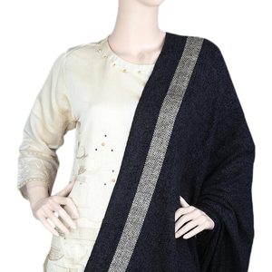 Women's Velvet <b>Shawl</b> - <b>Black</b> - Product Image 2