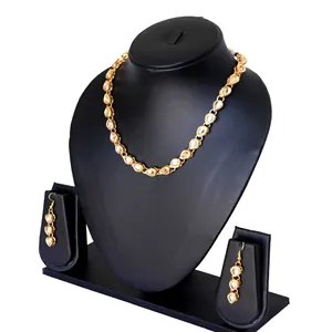 Ensemble de collier choker vintage plaqué or Kundan, bijoux fins pour femmes, avec pierres en zircon, acier inoxydable, pour les occasions de mariage - Product Image 2