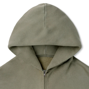 Sudadera con capucha y sudadera para hombre de la mejor calidad 450 GSM algodón orgánico Vintage Oliva cremallera corte Premium coser teñido liso para invierno - Product Image 4