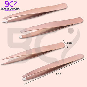 Ensemble de pinces à épiler en acier inoxydable à pointe inclinée personnalisées, durables et de précision pour les sourcils et les poils du visage - Product Image 5