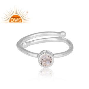 Design élégant en argent Sterling cristal naturel Quartz bague en pierres précieuses bijoux personnalisés pour les femmes cadeau pour elle - Product Image 3