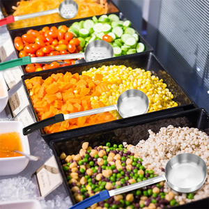 Juego de venta directa de 8 cucharas para servir con control de porciones de acero inoxidable cucharas para porciones perforadas ranuradas y sin ranurar para alimentos - Product Image 4