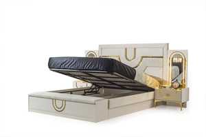 Juego de dormitorio de lujo Pinar, cama King Queen, cabecero iluminado, armario con espejo, diseño turco, último modelo - Product Image 3