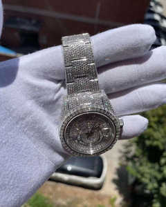 Baguette VVS Moissanite นาฬิกาสแตนเลสสตีลแฟชั่นสำหรับผู้ชายแนวฮิปฮอปประดับเพชรแบบอัตโนมัติสไตล์ญี่ปุ่น - Product Image 3