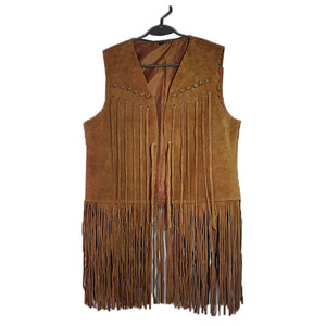 Flecos largos Hermosas prendas de vestir exteriores Moda Último diseño Chaleco de cuero occidental para mujeres - Product Image 1