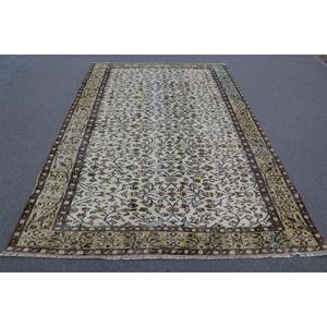 Tapis turc 5,7x9 pieds, grand tapis vintage, tapis persan brun-vert - Product Image 1