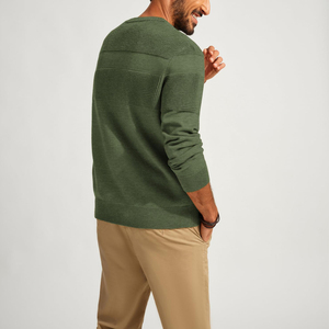 Vente en gros de nouveaux pulls pour hommes de couleur unie au design personnalisé à la mode d'automne coupe régulière manches longues col rond de haute qualité - Product Image 2
