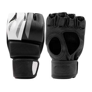 Gants de boxe professionnels demi-doigt Thai Thumb Protector Gants MMA en cuir véritable - Product Image 1