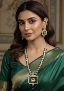 Conjunto de Collar y Aretes de Aleación Étnica Montana con Piedras Kundan para Bodas, Compromisos y Eventos Nupciales para Mujer - Product Image 2