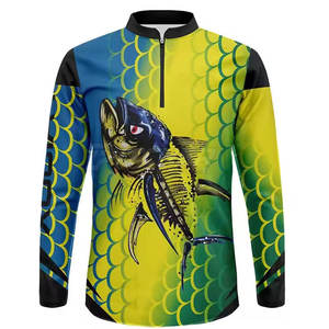 Chemise zippée de pêche respirante 100% polyester, tissu doux au toucher, coupe confortable, UPF 50, utilisation en extérieur - Product Image 5