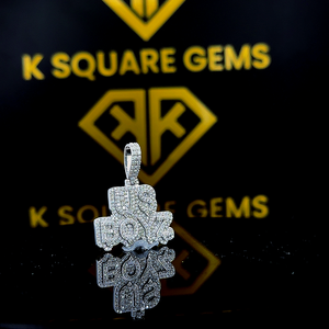 Pendentif tendance unique en or 14 carats avec diamant de laboratoire, ensemble de bijoux hip-hop sur mesure avec breloques - Product Image 2