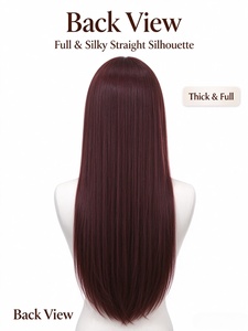 Perruque 100% cheveux humains, longue et droite, brune naturelle, aspect soyeux et naturel, idéale pour un usage quotidien - Product Image 5